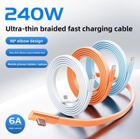 Kabel Pengisian Cepat 100 W Tipe-C dengan Pelindung Anyaman Kulit Silikon Lembut untuk iPhone 15/16/17 Pro Max