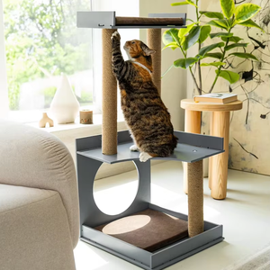 Modern Compact Cat Furniture Durable Wood <b>Orthopedic</b> <b>Bed</b> with 3 Scratchers and Activity Post ODM OEM Pet Furniture - Product Image 1