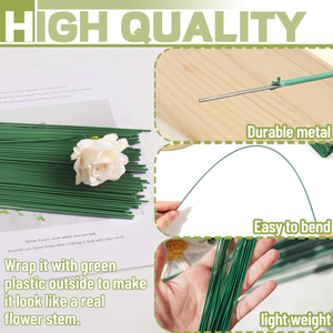Kawat Bunga untuk Rangkaian Bunga dan Kerajinan DIY, Kawat Bunga Hijau Tua untuk Pengaturan Bunga Florist - Product Image 2