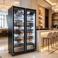 Réfrigérateur à vin de luxe noir à double porte, grande capacité, électrique, pour boissons et vins