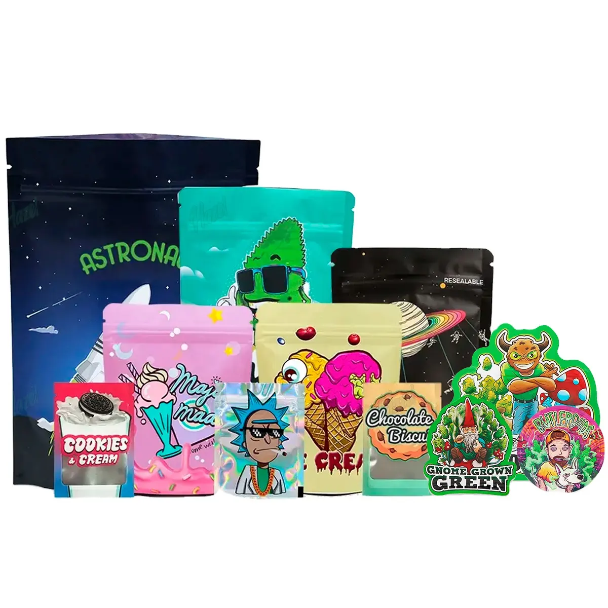 Factory Retail Bulk Order LOW MOQ Custom Printed LOGO Digital Printing Eight Side Sealed Dried Fruit Bags For Packaging Storage