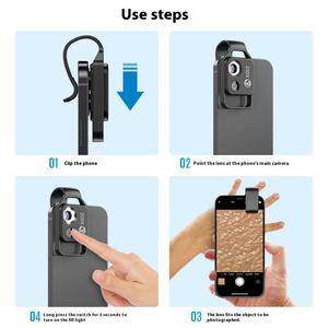 Lentille macro de téléphone portable de microscope numérique de lumière LED HD 200 fois avec la lentille optique externe CPL - Product Image 3
