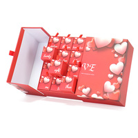 Boîte-cadeau vide de calendrier de l'avent d'impression de coeur de Valentines de luxe avec l'ouverture de double porte