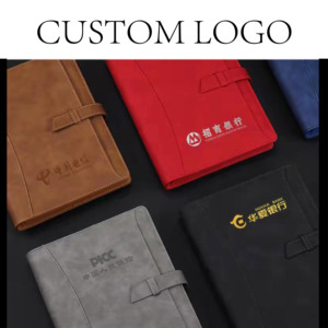 Custom logo Blue Pu Leather Hardcover Notebook A5 Planner Journal Notebook with Pocket Business Office <strong>Work</strong> Notepad <strong>Diary</strong> - Product Image 2