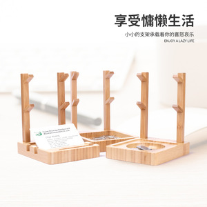 Porta llaves y tarjetas de visita de bambú para almacenamiento en el escritorio de la oficina, se puede colgar como un elemento decorativo para guardar objetos diversos. - Product Image 4