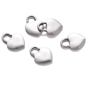 DIY connect accessories padlock shaped style silver/gold stainless steel heart lock charm for jewelry bracelet necklace making