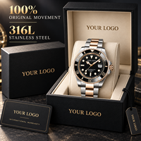 Montre mécanique de luxe pour homme à marque privée, logo personnalisé, bracelet en acier inoxydable, montre automatique étanche pour tenue formelle