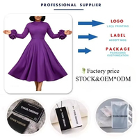 D645 Robes d'église tendance pour femmes, décontractées et élégantes, col rond, fleurs 3D, manches longues, robes de soirée coupe trapèze, robe africaine pour femmes