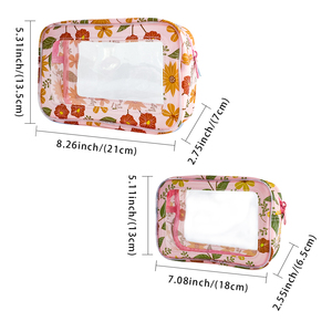 Borse da viaggio trasparenti in PVC impermeabili personalizzate da donna per trucchi e cosmetici, organizer da toilette con cerniera, <span class=keywords><strong>pochette</strong></span> in PVC con fantasia - Product Image 3