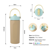 Nouvelle gourde isotherme sport en acier inoxydable de 500 ml, personnalisable avec logo ODM, colorée, réutilisable, pour le sport, la gym et les activités de plein air, avec paille intégrée.