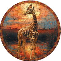 Rotulador de Sección Trasera para Tarjetas Grises de 2mm, con Tinta Pigmentada, Acabado Mate de Bajo Brillo y Barniz, Diseño de Jirafa de la Vida Silvestre de Savannah, Venta al por Mayor