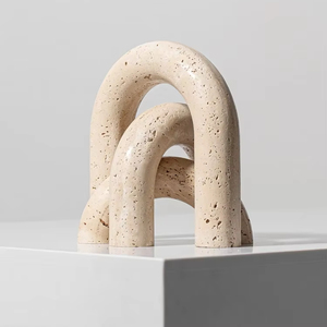 SAIDKOCC 20x5x23cm Travertijn Boog Decoratieve Objecten voor Salontafel Natuurlijke Marmeren Woonaccessoires voor Entree Schouw Boekenplank - Product Image 5