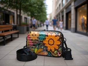 Borsa a tracolla da donna in plastica con motivo floreale da 7 pollici, resistente all'acqua, alla moda, per tutte le stagioni - Product Image 2