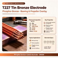 Électrode de soudage en cuivre et alliage de cuivre T227 AWS A5.6 ECuSn-A, électrode en bronze étain pour le soudage du bronze étain et du laiton