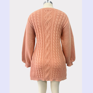 Nuovi Arrivi 2026: Abito Mini in Maglia a Trecce da Donna, Casual, a Maniche Lunghe, Vestito Lavorato a Maglia a Trapezio per Autunno Inverno - Product Image 6