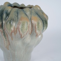 Vase en céramique organique Lian Da Wabi Sabi, effet froissé, dégradé, émail moucheté, sculpture florale pour la décoration de la maison et des hôtels