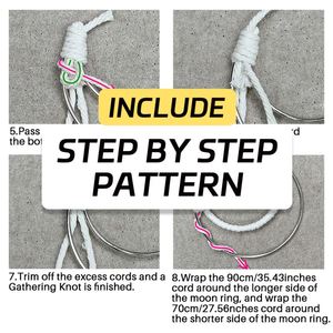 Kit de <span class=keywords><strong>macramé</strong></span> DIY Boho Moon Crystal - Ensemble de cordes tissées à la main pour miroir de voiture, décoration murale avec guide en anglais - Product Image 4