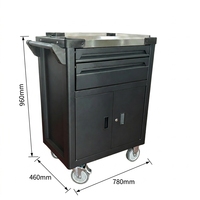 Armoire à outils roulante robuste à 2 tiroirs avec grande porte double et rangement mobile pour garage et atelier