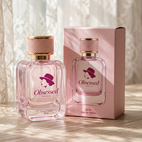 Vente flash - Flacon de parfum carré 30 ml, flacon de parfum 50 ml, 100 ml, flacon de parfum rose avec boîte et couvercle