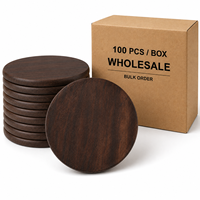 Sous-verres ronds en bois de noyer de 8,8 cm, 100 pièces, qualité supérieure, vierges pour gravure laser personnalisée, pour clubs de whisky et détaillants de cadeaux de luxe