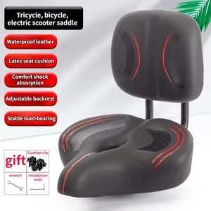 Siège de vélo en cuir large, épais et très élastique, détachable et intégré, avec support dorsal pour vélo électrique - Product Image 4