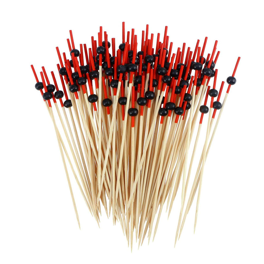 Noir Perle Rouge Poignée 12cm 100 pcs/sac