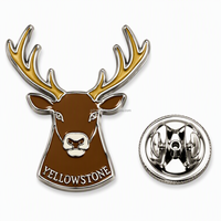 Broche en émail souple motif Élan, Souvenir de Yellowstone, Plaqué argent, Article de collection, Vente directe usine, Idéal comme cadeau de voyage