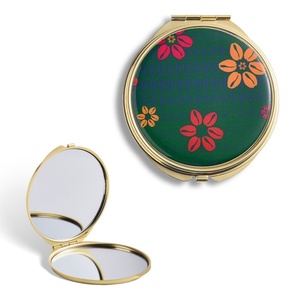 Espejo de Bolsillo Metálico Redondo Personalizado con Logotipo en Adhesivo Epóxico, Espejo de Maquillaje Mini Chapado en Oro de Doble Cara - Product Image 2