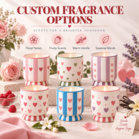 Pot de bougie en céramique décoratif, parfum d'ambiance romantique, motif rayé en forme de cœur peint à la main, logo personnalisé, marque privée