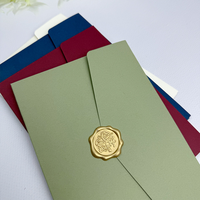 Carpeta de Invitación de Boda de Papel Artístico con Acabado Mate, Plegable en Tres Partes, con Bolsillos, Corte Láser, Tarjeta de Regalo Personalizada, Tamaño Personalizado para Bodas y Eventos