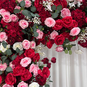 Panneau de décoration d'arche carrée de mariage en soie simulée réaliste rose et rouge pour la rentrée scolaire - Product Image 2