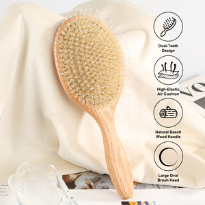 <span class=keywords><strong>Brosse</strong></span> <span class=keywords><strong>à</strong></span> <span class=keywords><strong>cheveux</strong></span> ovale <span class=keywords><strong>en</strong></span> <span class=keywords><strong>bois</strong></span> de chêne avec logo personnalisé, <span class=keywords><strong>en</strong></span> nylon et poils de sanglier, pour démêler et masser le cuir chevelu, redonnant une brillance naturelle - Product Image 2