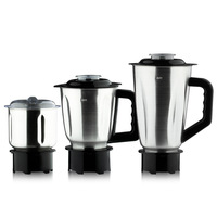 Robot culinaire multifonction 3-en-1 en acier inoxydable avec commande par bouton, moulin à noix, presse-agrumes et mixeur pour aliments et légumes