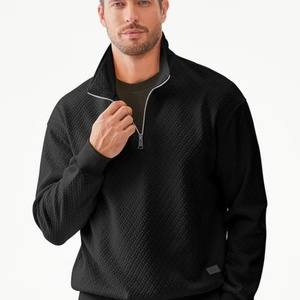 Adult Autumn Printed Collar <b>Half</b> <b>Zip</b> Sweatshirts Casual Mock Neck Long Sleeve Solid Geometric Texture Waffle Quick Dry - Product Image 5