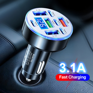 Caricabatterie per Auto 40W 8-in-1 con Display di Tensione, 4 Porte USB + 4 Porte PD, Adattatore di Ricarica Rapida USB per Auto - Product Image 1