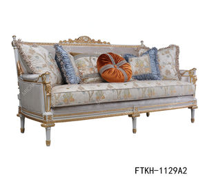 Set <span class=keywords><strong>Sofa</strong></span> Ruang Tamu Kayu Solid Klasik Baru Mewah Prancis dengan Kain untuk Rumah - Product Image 4