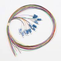 1m (3ft) Fiber Pigtail LC UPC to Unterminated 12 Fibers Unjacketed Color-Coded OS2 Single Mode PVC (Unrated) 0.9mm 12-Color