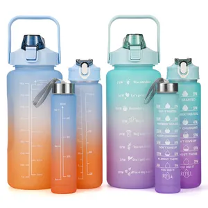 Regalo 3PCs set botella de agua de plástico botella de agua deportiva botella de agua de gran capacidad gimnasio con marcador de tiempo