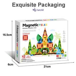 Set di Blocchi da Costruzione 3D con Finestra Trasparente, Mondo dei Dinosauri, Piastrelle Magnetiche per Bambini dai 3+ e 6+ Anni - Product Image 4