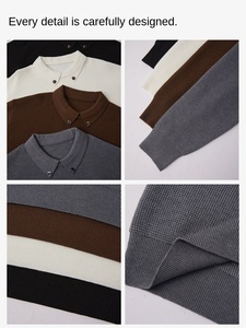 Cảm giác tiên tiến cũ QIAN Feng nam giản dị áo thun dài tay áo len thiết kế trùm đầu đơn giản với áo sơ mi rắn vừa vặn - Product Image 3