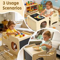 Table et chaise Montessori trapézoïdale pour le sevrage, hauteur réglable, tableau de dessin, conception sécurisée pour bébé, pour l'alimentation des tout-petits