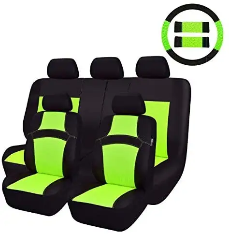 12 fundas de asiento de coche para todas las estaciones con material de tela ventilada.