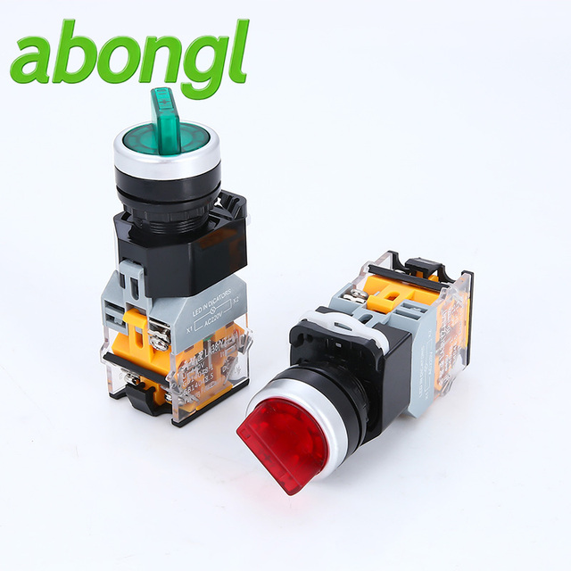 2-Speed Rotary Knob Toggle Switch with LED Light Plasticselector Switch LA38-11Xd Three-Speed IP65 10A Max. Current Abongl