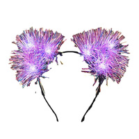 Headband Telinga Tikus Tinsel Mardi Gras Hijau Ungu Aksesoris Kostum Karnaval untuk Wanita & Anak-anak