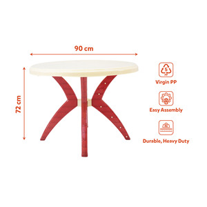 Virgin PP Plastic Dining <b>Table</b> 90 Cm Durable Heavy Duty Waterproof <b>Foldable</b> Easy Assembly Contemporary Design Garden Quick-Dry - Product Image 4