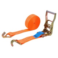 Sangle à cliquet en polyester, capacité 500 kg, pour le contrôle du fret, avec doubles crochets en J et poulie à cliquet réglable