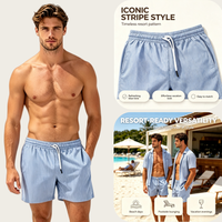 Shorts de plage rayés pour hommes avec cordon de serrage, en polyester, séchage rapide, taille élastique, décontractés, pour la natation, approvisionnement direct usine