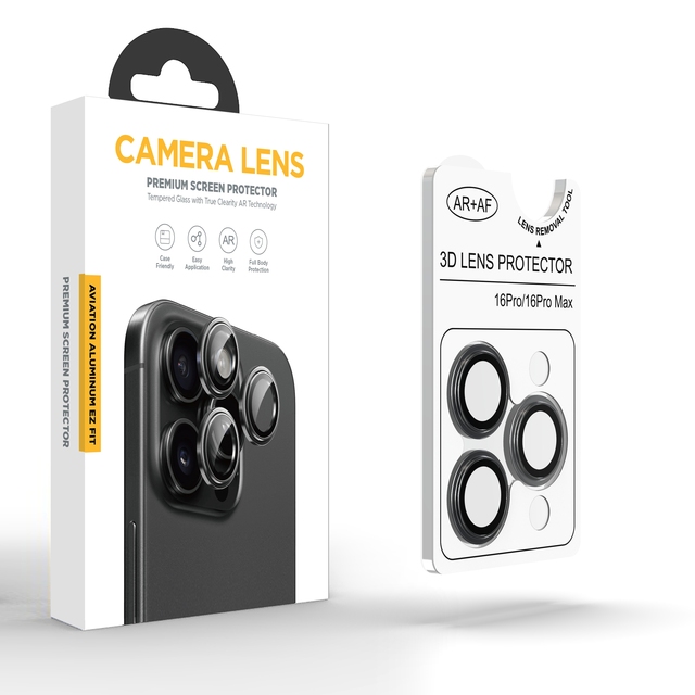 Camera Lens Rings AR Tempered Glass Metal Lens Protector Camera Glass for iPhone 16 Pro Max 15 Plus 11 12 14