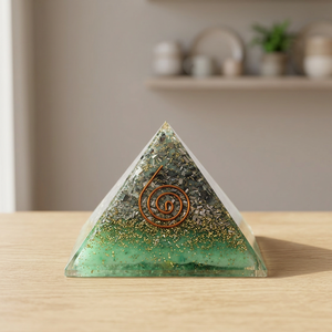 Green Jade <b>Orgone</b> <b>Pyramid</b> with Copper Spiral Inlay Large Carved for Jewelry Making by <b>Orgone</b> Products - Product Image 2