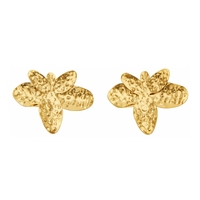 Anting-anting liontin bunga motif palu logam baja tahan karat 316L berlapis emas PVD 18K untuk wanita